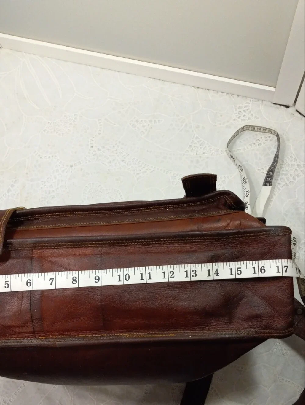 Vintage Brown Leather Messenger Bag